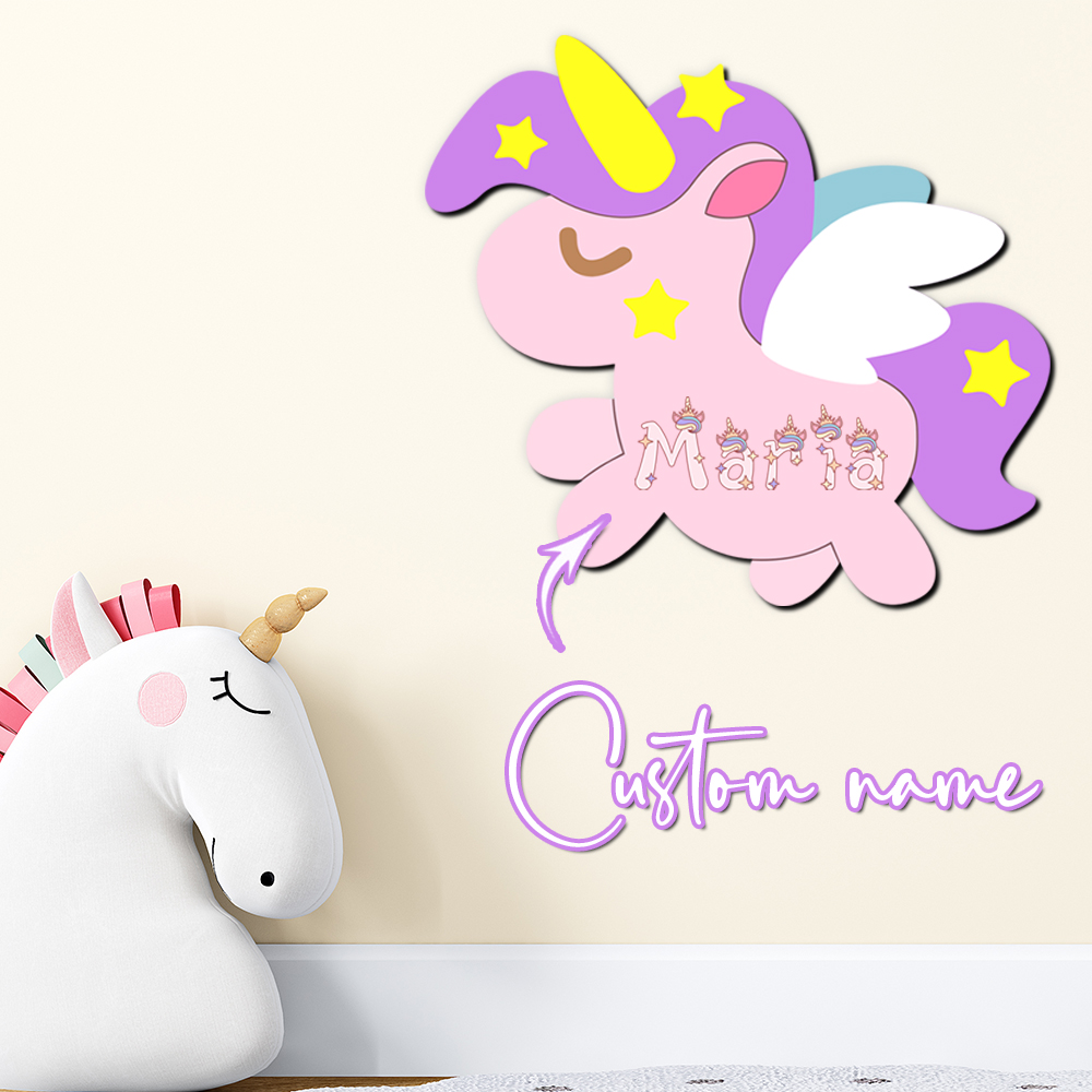 Baby Nursery Decor - Özel Unicorn Ahşap İsim Tabelası Kişiselleştirilmiş