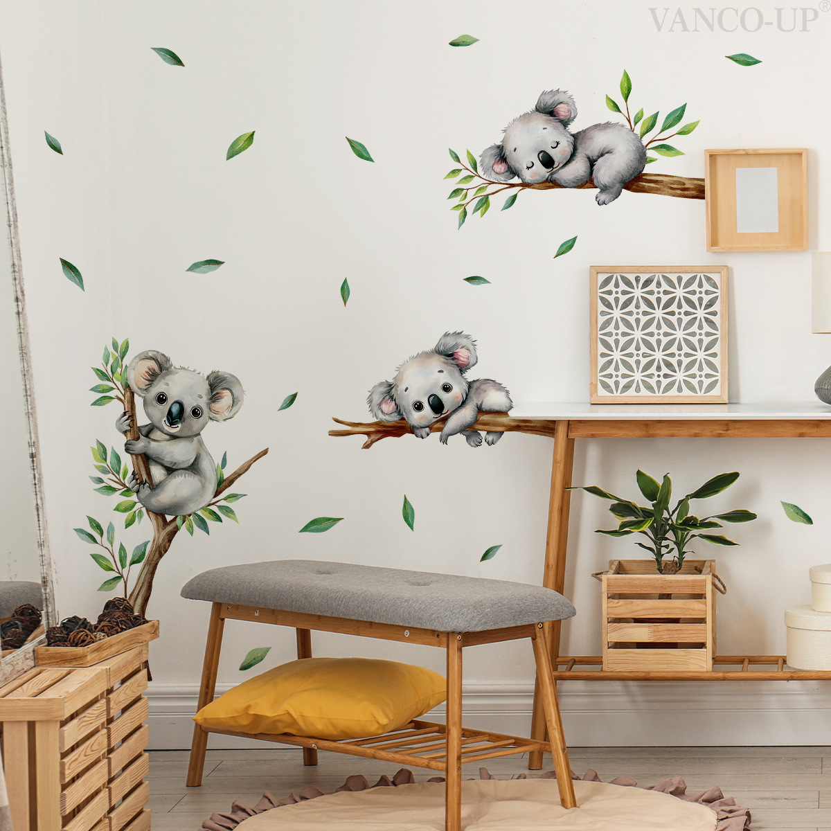 Baby Nursery Wall Mural - Karikatür Koala Tırmanma Ağacı Dalı Duvar