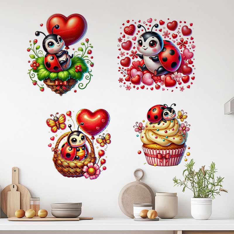 Baby Nursery Panelling - Sevimli Uğur Böceği Duvar Sticker Bebek