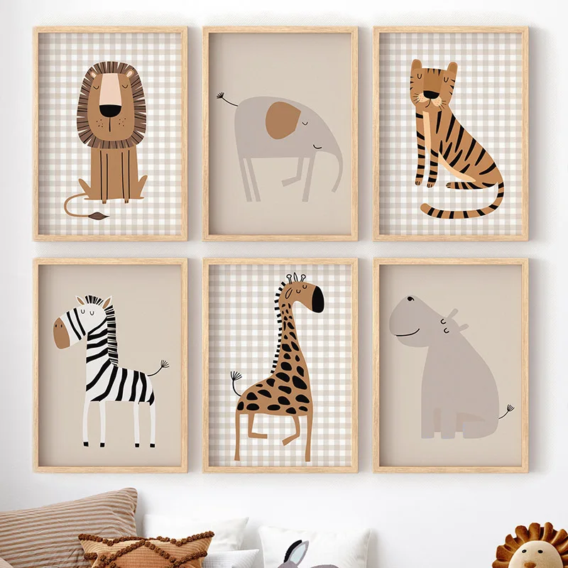 Baby Nursery Frames - (Çerçeve yok) Aslan Kaplan Fil Zürafa