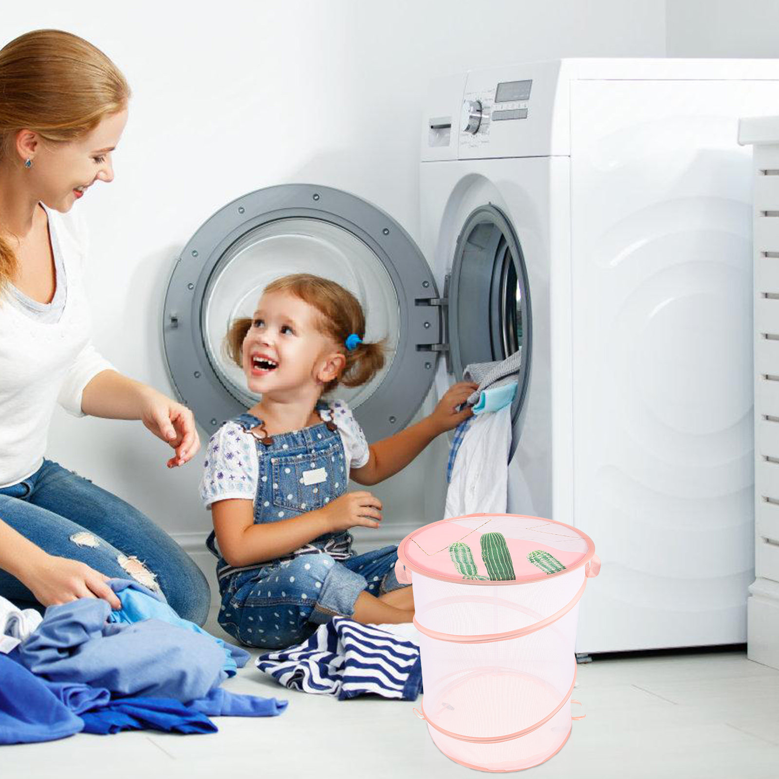 Laundry Hamper Nursery - Polyester File Çamaşır Sepeti, Katlanabilir, Geniş