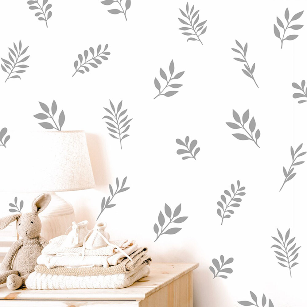 Baby Nursery Panelling - 41 adet botanik yaprak duvar sticker