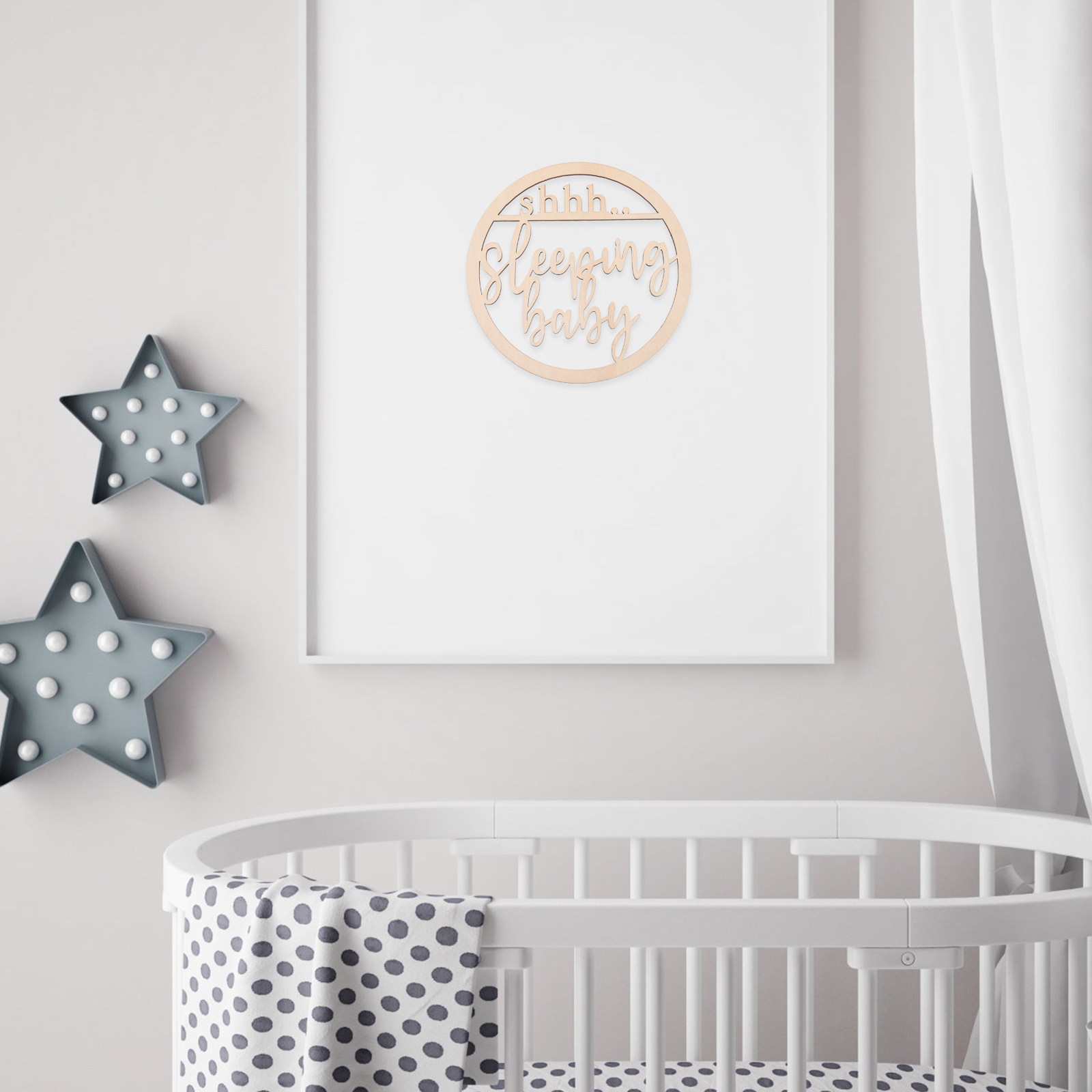 Baby Nursery Hangers - Oyuk Ahşap Bebek Uyku İşareti Kapı