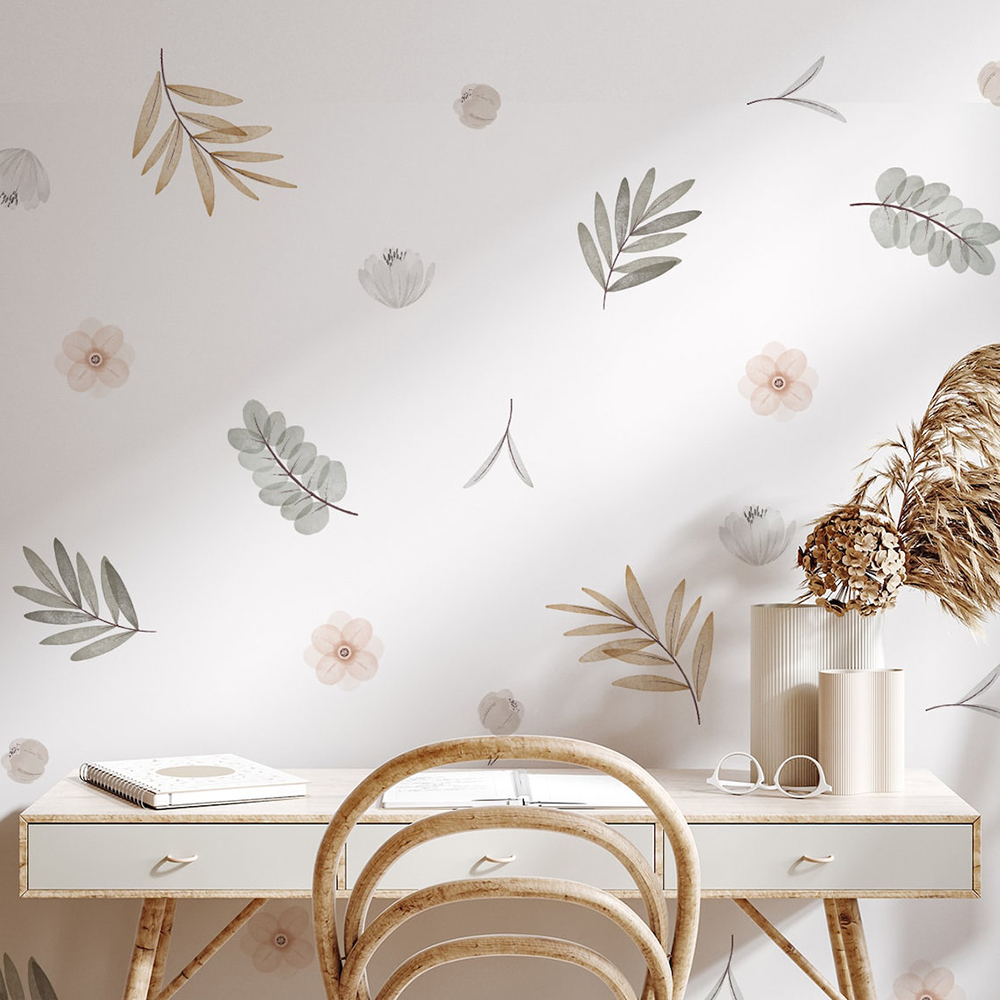 Baby Nursery Ideas - Boho Yaprakları Botanik DIY Duvar Çıkartmaları