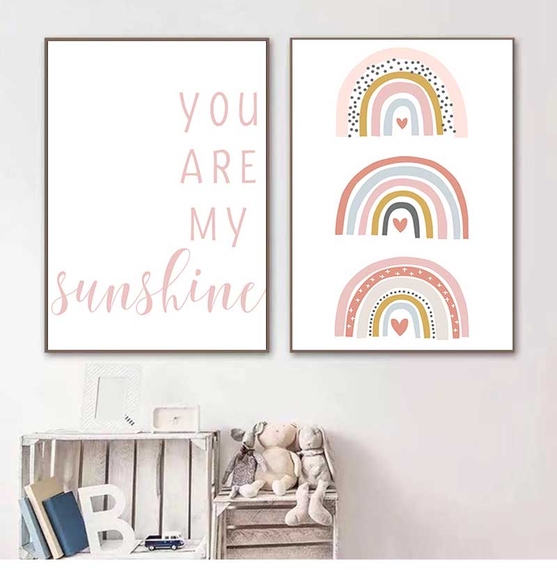 Baby Nursery You Are My Sunshine - Sen benim güneşimsin gökkuşağı kreş baskılar