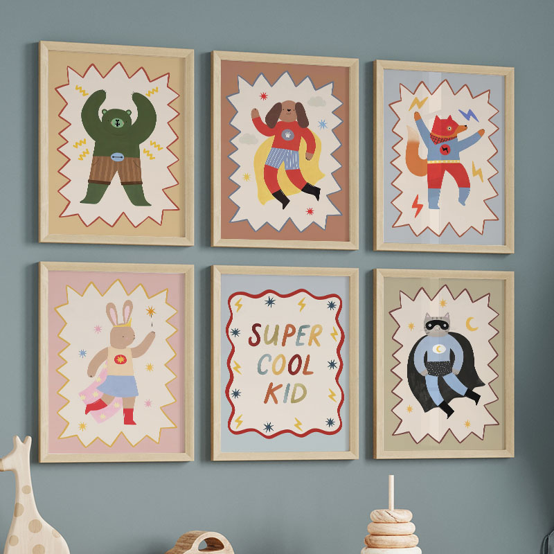 Baby Nursery Room - Komik Karikatür Süper Havalı Çocuk Odası