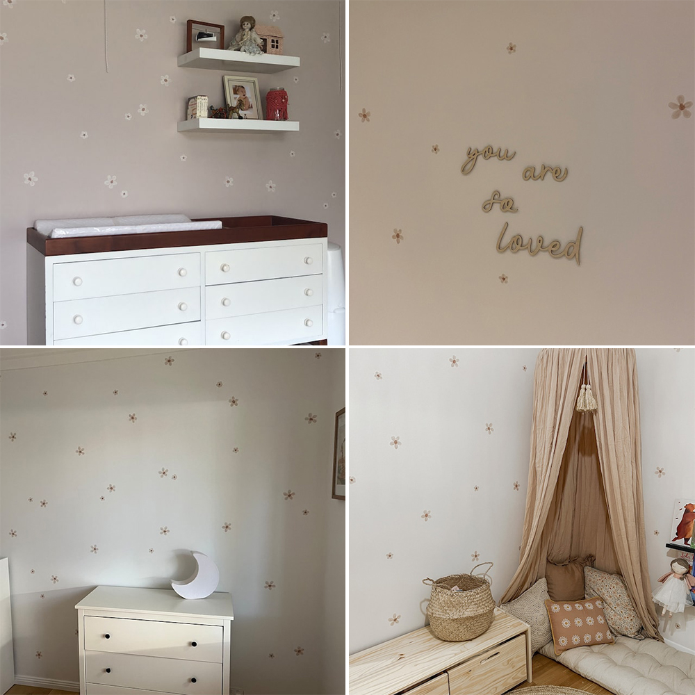 Boho Katı Renkli Çiçekler Kreş - Baby Nursery Wall Mural incelemesi ve fiyatı