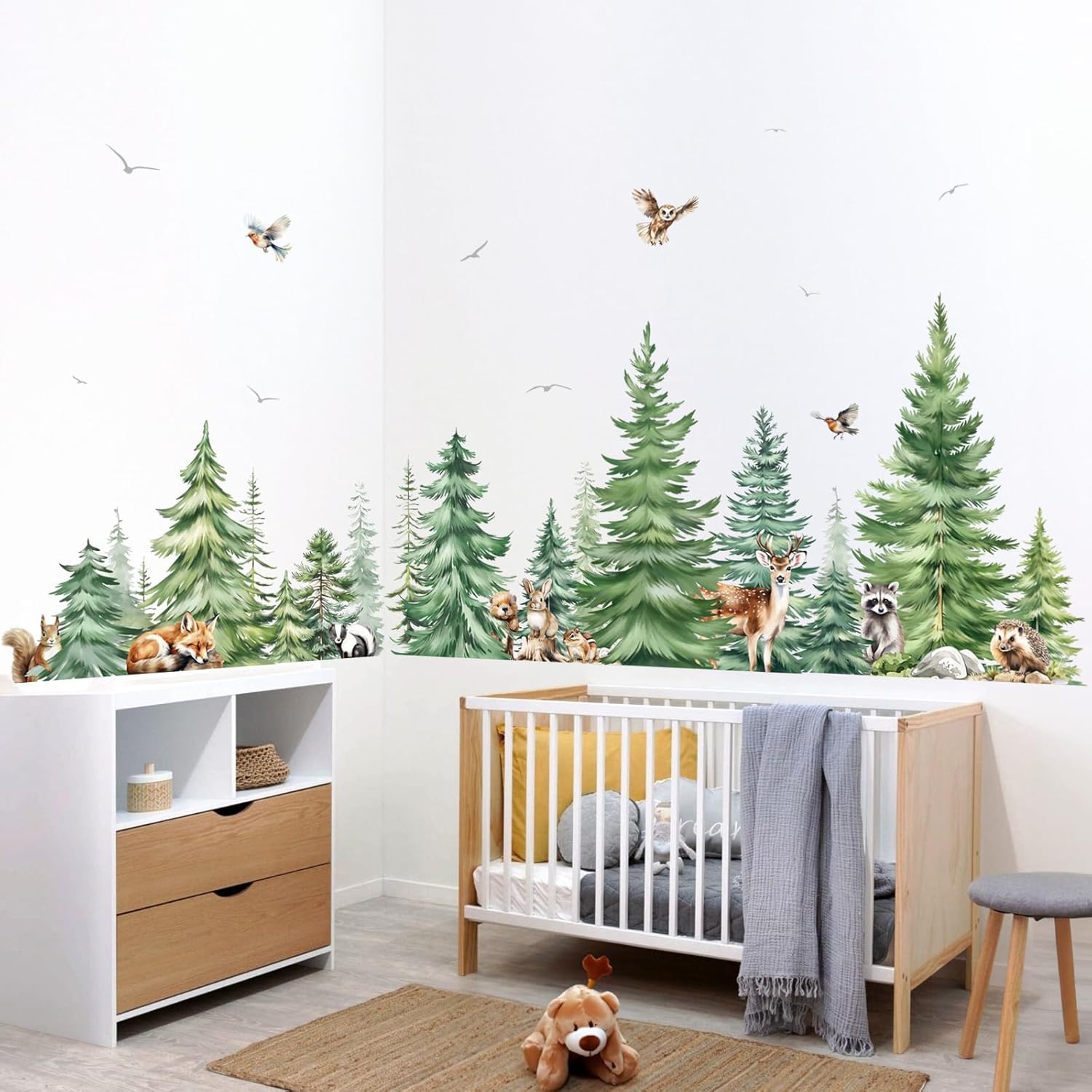 Büyük Suluboya Çam Ağacı Hayva - Baby Nursery Panelling incelemesi ve fiyatı