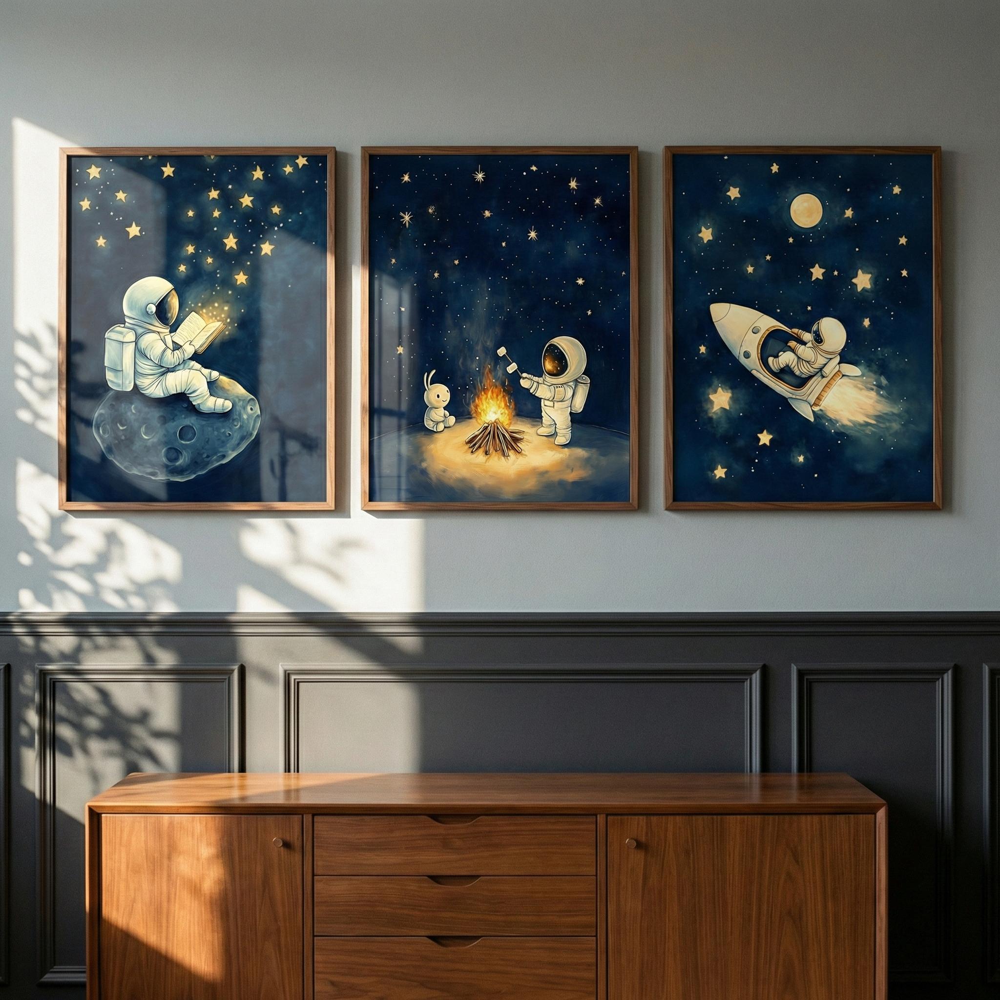 3'lü Astronot Uzay Duvar Sanat - Baby Nursery Frames incelemesi ve fiyatı