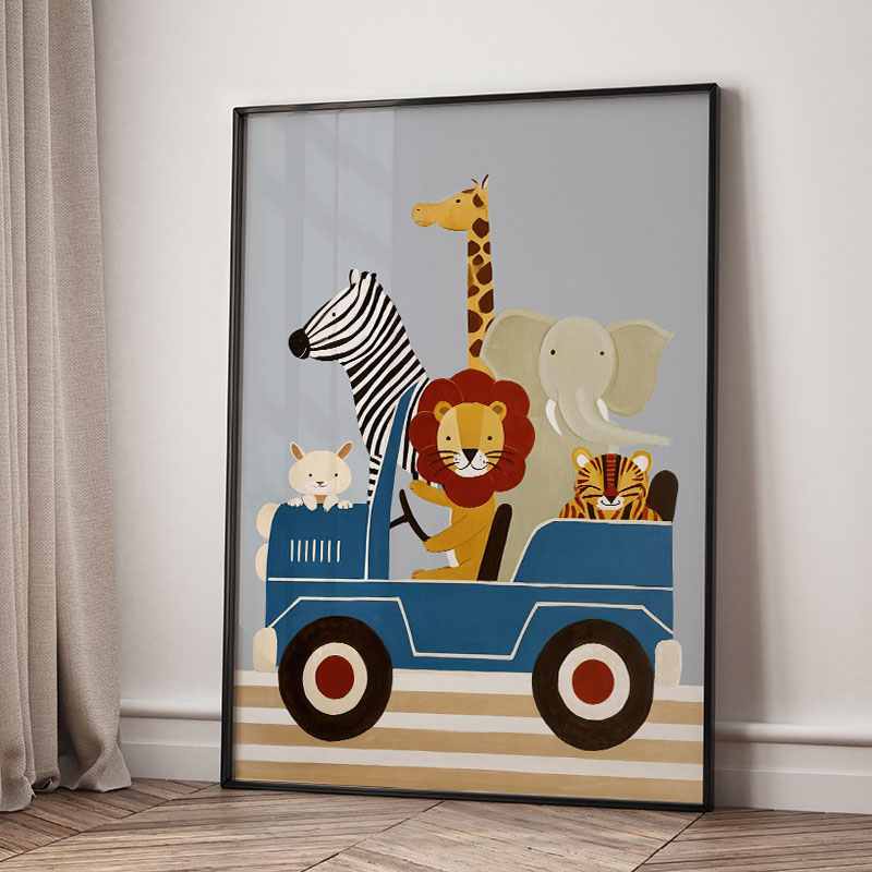 Komik Karikatür Hayvan Araba B - Baby Nursery Room incelemesi ve fiyatı